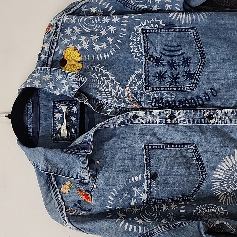 Free People Marrakesh Embroidered Denim Top - Picture 3 of 16